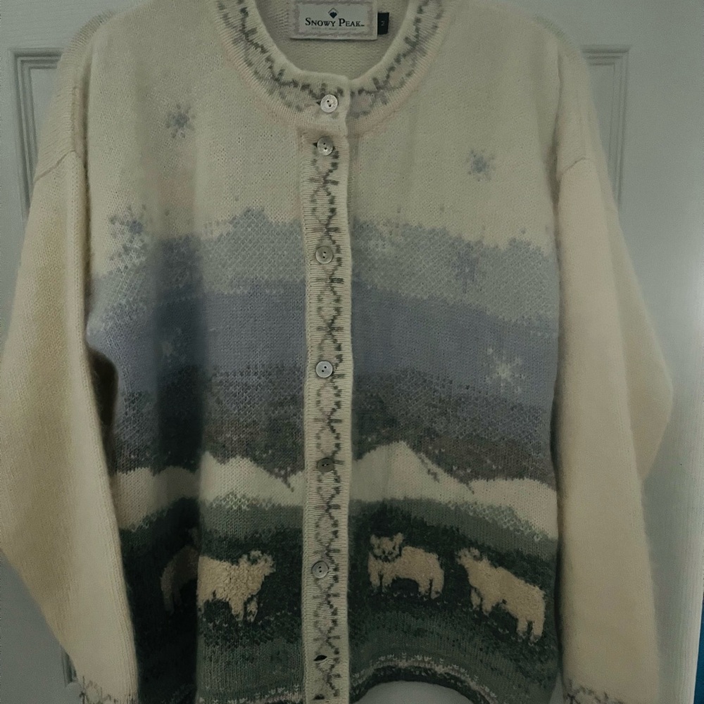 Women's cream,pink,and Green Cardigan
